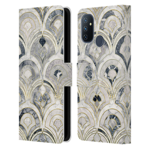 Micklyn Le Feuvre Marble Patterns Monochrome Art Deco Tiles Leather Book Wallet Case Cover For OnePlus Nord N100