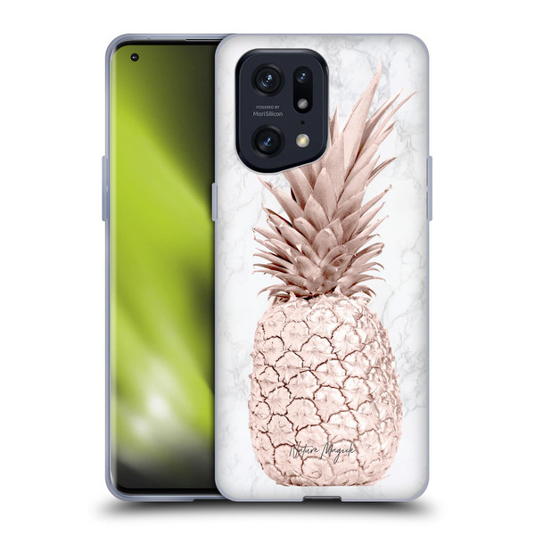 Nature Magick Rose Gold Pineapple On Marble Rose Gold Soft Gel Case for OPPO Find X5 Pro