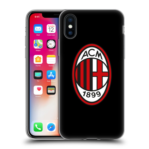 AC Milan Crest Full Colour Black Soft Gel Case for Apple iPhone X / iPhone XS