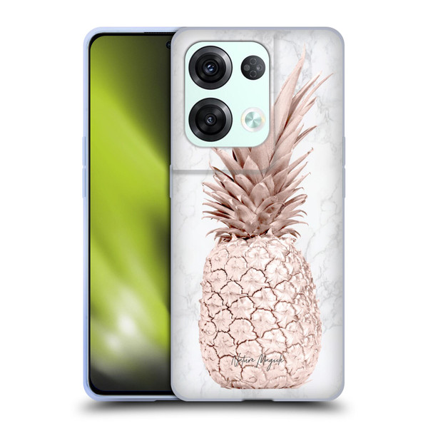 Nature Magick Rose Gold Pineapple On Marble Rose Gold Soft Gel Case for OPPO Reno8 Pro