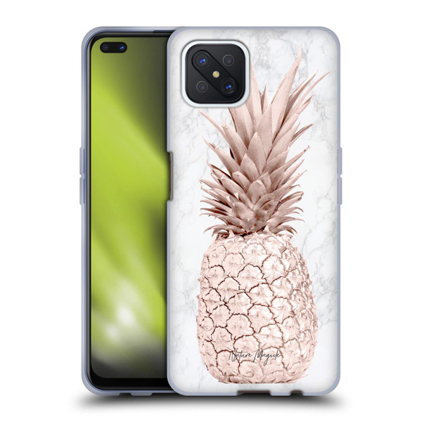 Nature Magick Rose Gold Pineapple On Marble Rose Gold Soft Gel Case for OPPO Reno4 Z 5G