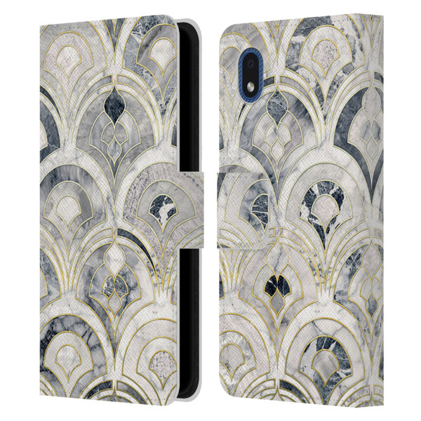 Micklyn Le Feuvre Marble Patterns Monochrome Art Deco Tiles Leather Book Wallet Case Cover For Samsung Galaxy A01 Core (2020)