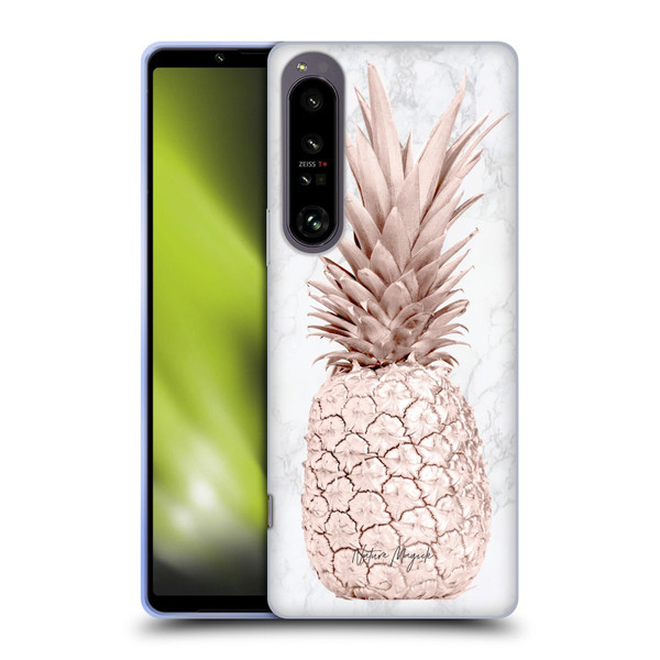 Nature Magick Rose Gold Pineapple On Marble Rose Gold Soft Gel Case for Sony Xperia 1 IV