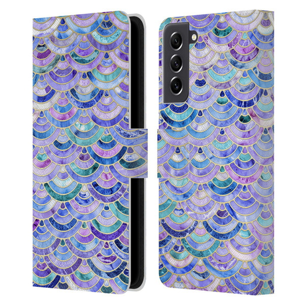 Micklyn Le Feuvre Marble Patterns Mosaic In Amethyst And Lapis Lazuli Leather Book Wallet Case Cover For Samsung Galaxy S21 FE 5G