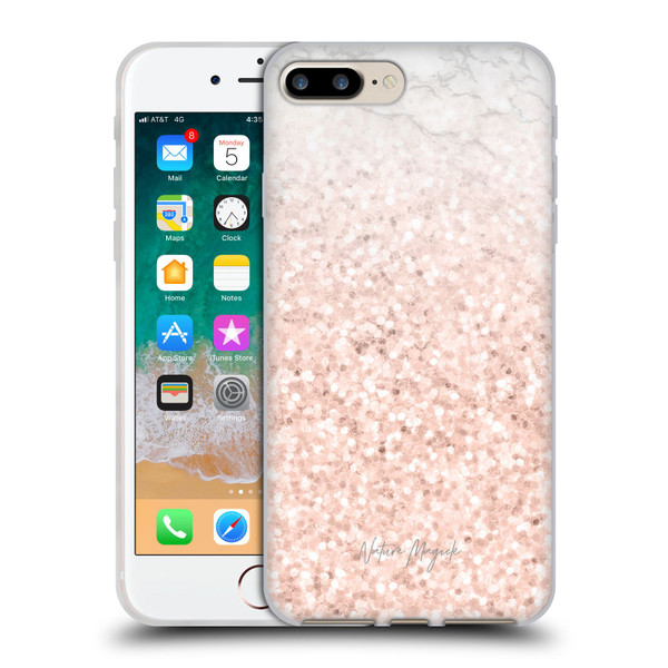 Nature Magick Rose Gold Marble Glitter Rose Gold Sparkle 2 Soft Gel Case for Apple iPhone 7 Plus / iPhone 8 Plus