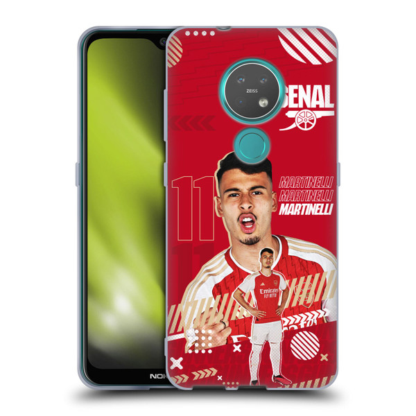 Arsenal FC 2023/24 First Team Gabriel Martinelli Soft Gel Case for Nokia 6.2 / 7.2