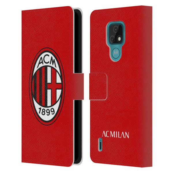 AC Milan Crest Full Colour Red Leather Book Wallet Case Cover For Motorola Moto E7