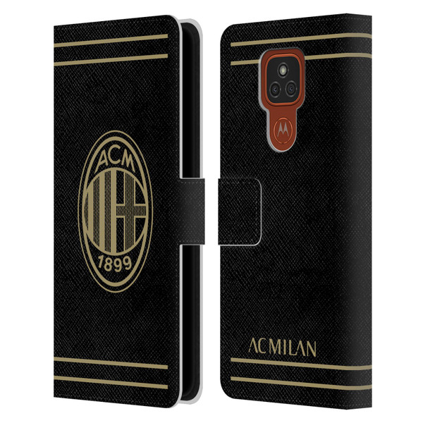 AC Milan Crest Black And Gold Leather Book Wallet Case Cover For Motorola Moto E7 Plus