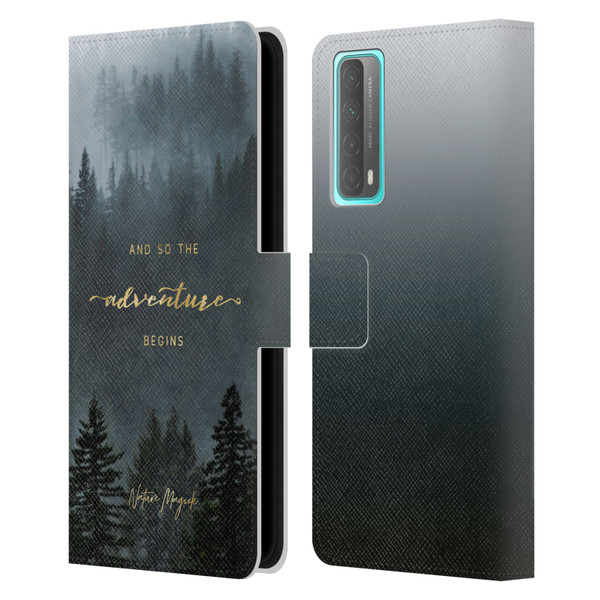 Nature Magick So The Adventure Begins Quote Trees Leather Book Wallet Case Cover For Huawei P Smart (2021)
