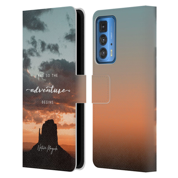 Nature Magick So The Adventure Begins Quote Desert Leather Book Wallet Case Cover For Motorola Edge 20 Pro