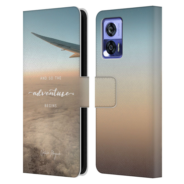 Nature Magick So The Adventure Begins Quote Airplane Leather Book Wallet Case Cover For Motorola Edge 30 Neo 5G