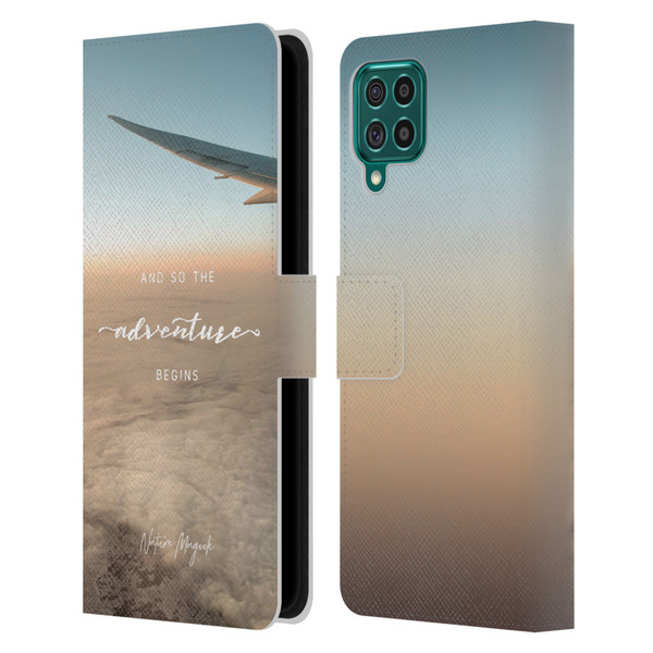 Nature Magick So The Adventure Begins Quote Airplane Leather Book Wallet Case Cover For Samsung Galaxy F62 (2021)