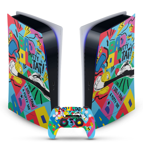 Looney Tunes Graphics and Characters Tweety And Sylvester Vinyl Sticker Skin Decal Cover for Sony PS5 Digital Edition Bundle