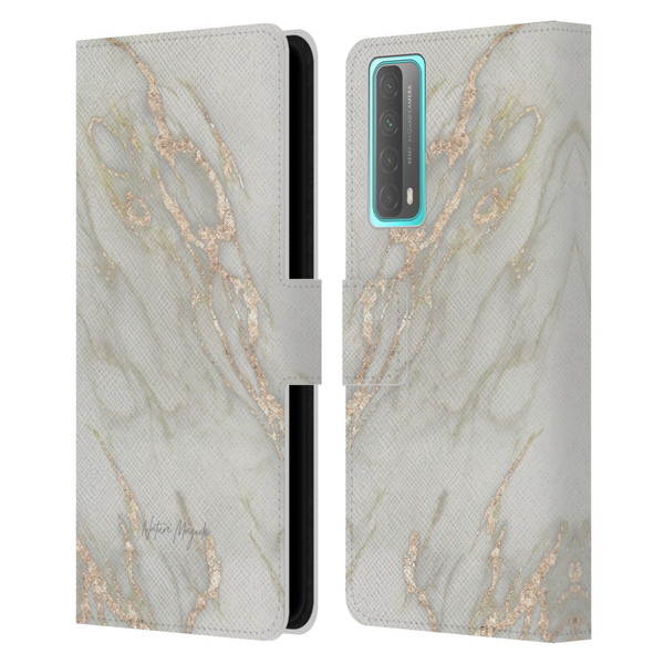 Nature Magick Marble Metallics Gold Leather Book Wallet Case Cover For Huawei P Smart (2021)