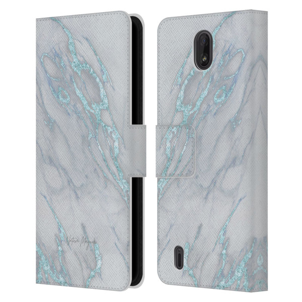 Nature Magick Marble Metallics Blue Leather Book Wallet Case Cover For Nokia C01 Plus/C1 2nd Edition