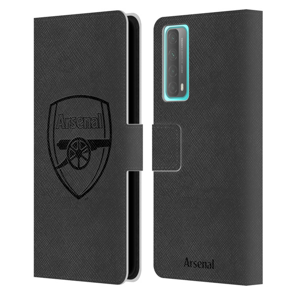 Arsenal FC Crest 2 Black Logo Leather Book Wallet Case Cover For Huawei P Smart (2021)