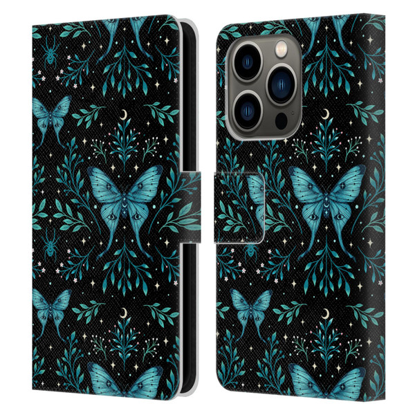 Episodic Drawing Art Butterfly Pattern Leather Book Wallet Case Cover For Apple iPhone 14 Pro