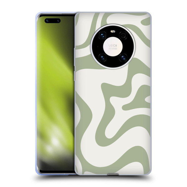 Kierkegaard Design Studio Art Retro Liquid Swirl Sage Green Soft Gel Case for Huawei Mate 40 Pro 5G