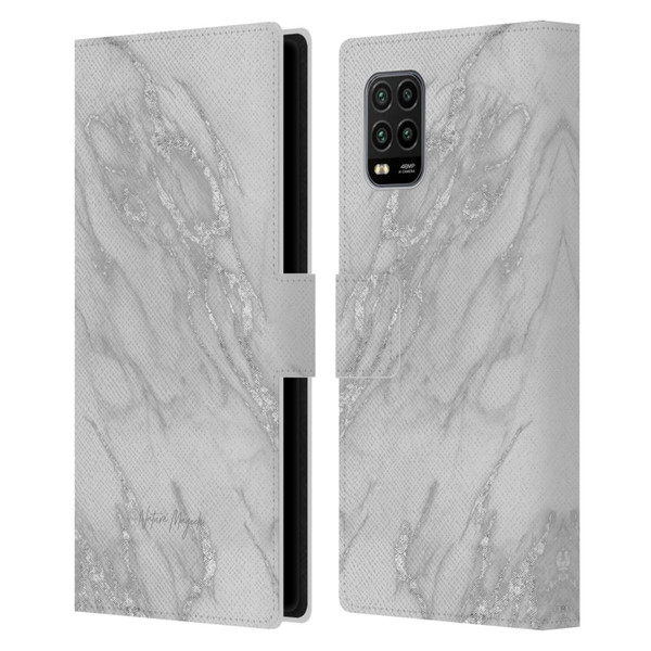 Nature Magick Marble Metallics Silver Leather Book Wallet Case Cover For Xiaomi Mi 10 Lite 5G