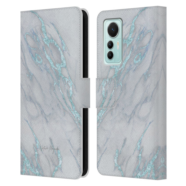 Nature Magick Marble Metallics Blue Leather Book Wallet Case Cover For Xiaomi 12 Lite