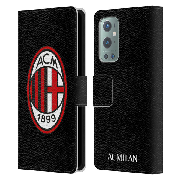AC Milan Crest Full Colour Black Leather Book Wallet Case Cover For OnePlus 9