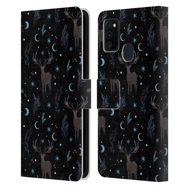 Episodic Drawing Art Winter Deer Pattern Leather Book Wallet Case Cover For Samsung Galaxy M30s (2019)/M21 (2020)