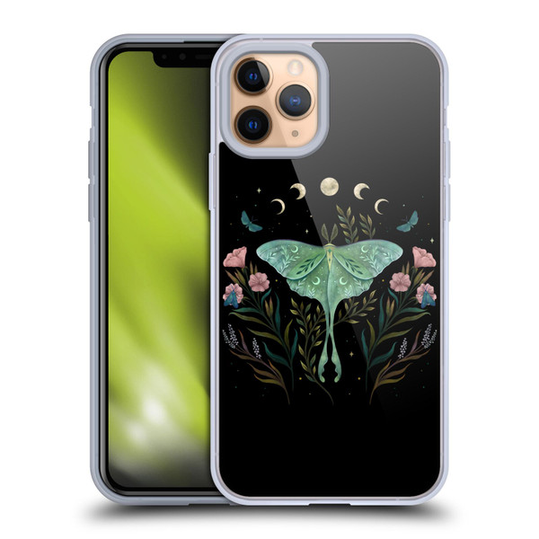Episodic Drawing Illustration Animals Moth and Flowers Soft Gel Case for Apple iPhone 11 Pro
