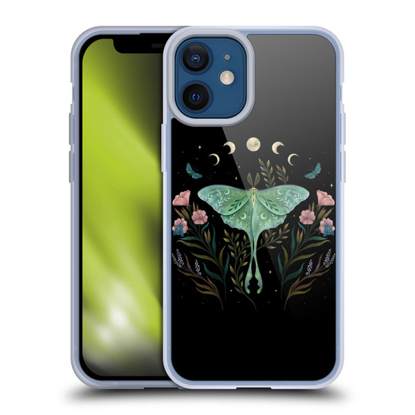 Episodic Drawing Illustration Animals Moth and Flowers Soft Gel Case for Apple iPhone 12 Mini