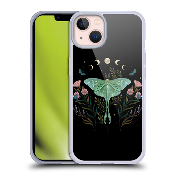 Episodic Drawing Illustration Animals Moth and Flowers Soft Gel Case for Apple iPhone 13