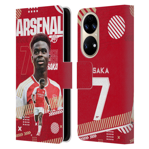 Arsenal FC 2023/24 First Team Bukayo Saka Leather Book Wallet Case Cover For Huawei P50
