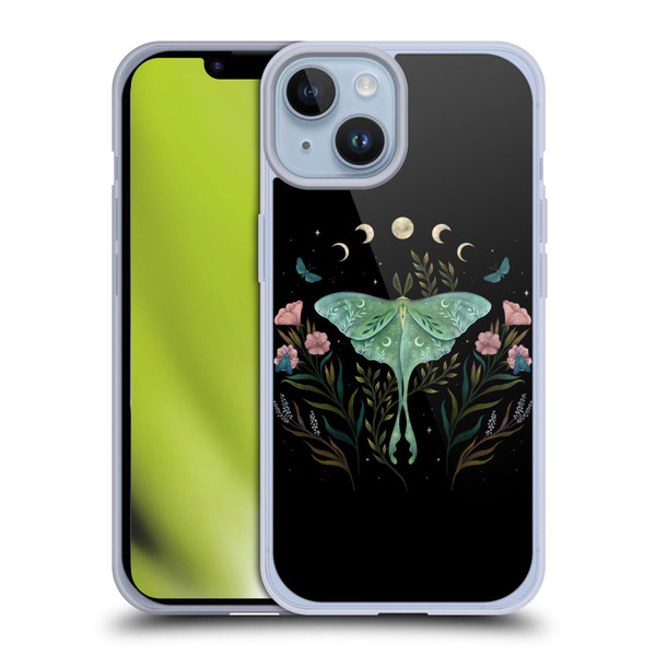 Episodic Drawing Illustration Animals Moth and Flowers Soft Gel Case for Apple iPhone 14