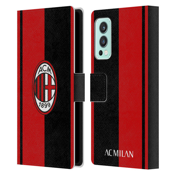 AC Milan Crest Red And Black Leather Book Wallet Case Cover For OnePlus Nord 2 5G