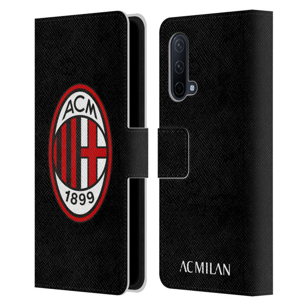 AC Milan Crest Full Colour Black Leather Book Wallet Case Cover For OnePlus Nord CE 5G