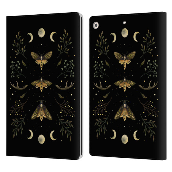 Episodic Drawing Illustration Animals Death Head Moth Night Leather Book Wallet Case Cover For Apple iPad 10.2 2019/2020/2021