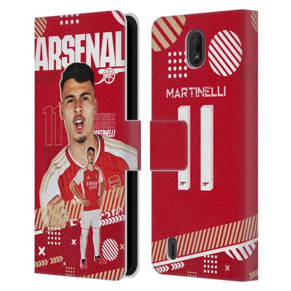 Arsenal FC 2023/24 First Team Gabriel Leather Book Wallet Case Cover For Nokia C01 Plus/C1 2nd Edition