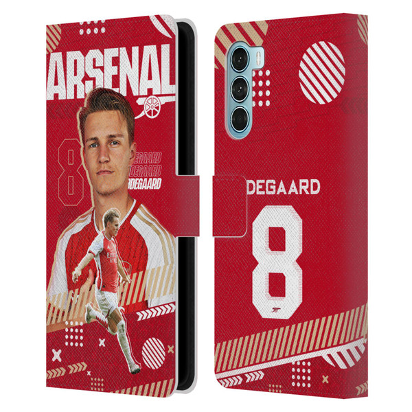 Arsenal FC 2023/24 First Team Martin Ødegaard Leather Book Wallet Case Cover For Motorola Edge S30 / Moto G200 5G