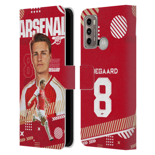 Arsenal FC 2023/24 First Team Martin Ødegaard Leather Book Wallet Case Cover For Motorola Moto G60 / Moto G40 Fusion