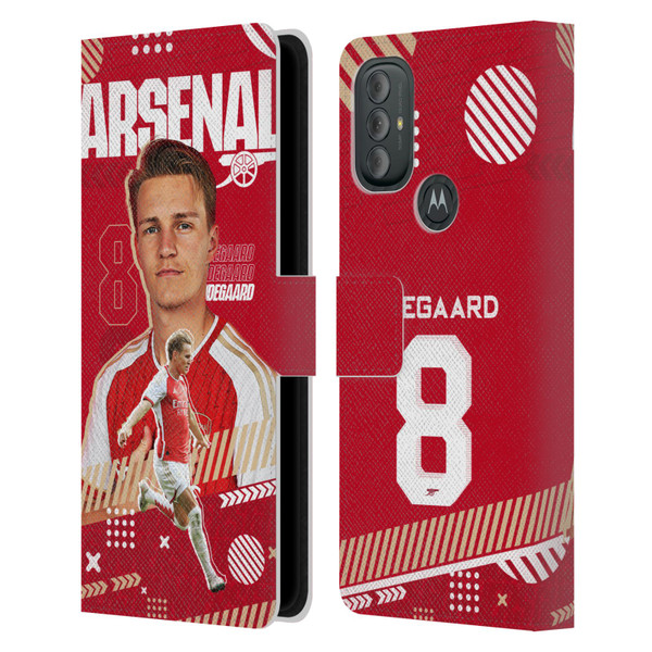 Arsenal FC 2023/24 First Team Martin Ødegaard Leather Book Wallet Case Cover For Motorola Moto G10 / Moto G20 / Moto G30