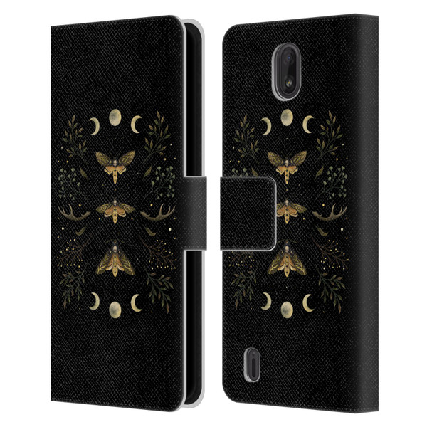 Episodic Drawing Illustration Animals Death Head Moth Night Leather Book Wallet Case Cover For Nokia C01 Plus/C1 2nd Edition