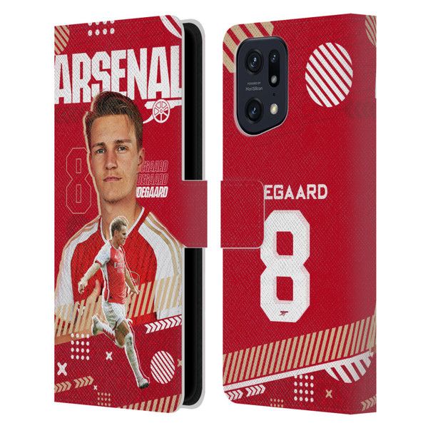 Arsenal FC 2023/24 First Team Martin Ødegaard Leather Book Wallet Case Cover For OPPO Find X5