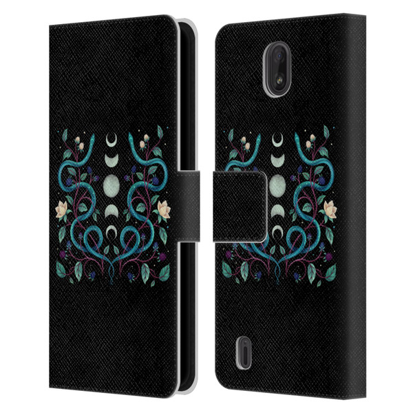 Episodic Drawing Illustration Animals Serpent Moon Leather Book Wallet Case Cover For Nokia C01 Plus/C1 2nd Edition