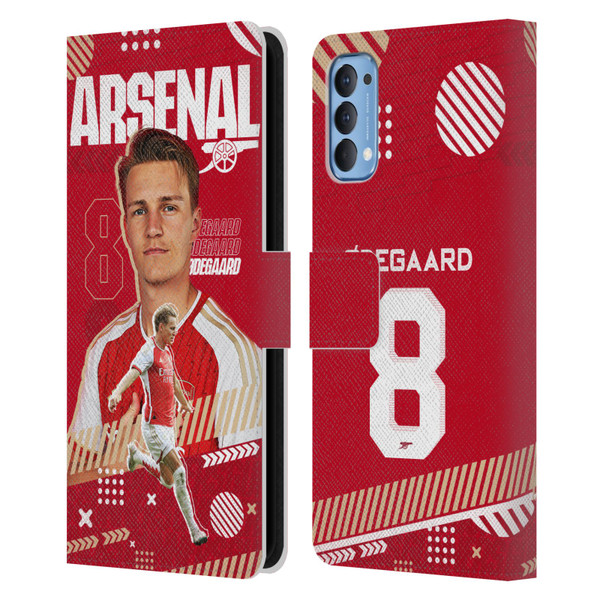 Arsenal FC 2023/24 First Team Martin Ødegaard Leather Book Wallet Case Cover For OPPO Reno 4 5G