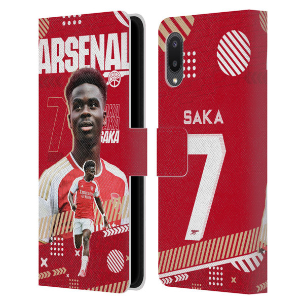 Arsenal FC 2023/24 First Team Bukayo Saka Leather Book Wallet Case Cover For Samsung Galaxy A02/M02 (2021)