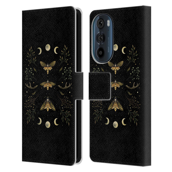 Episodic Drawing Illustration Animals Death Head Moth Night Leather Book Wallet Case Cover For Motorola Edge 30