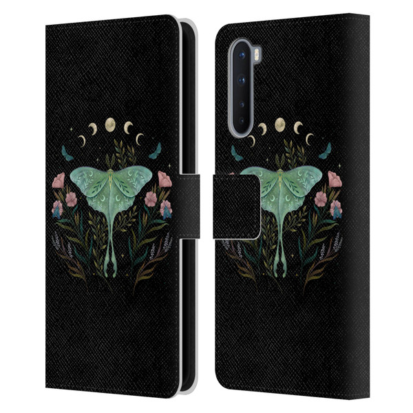 Episodic Drawing Illustration Animals Moth and Flowers Leather Book Wallet Case Cover For OnePlus Nord 5G