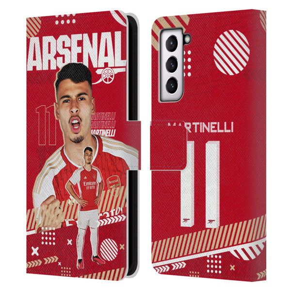 Arsenal FC 2023/24 First Team Gabriel Leather Book Wallet Case Cover For Samsung Galaxy S21 5G
