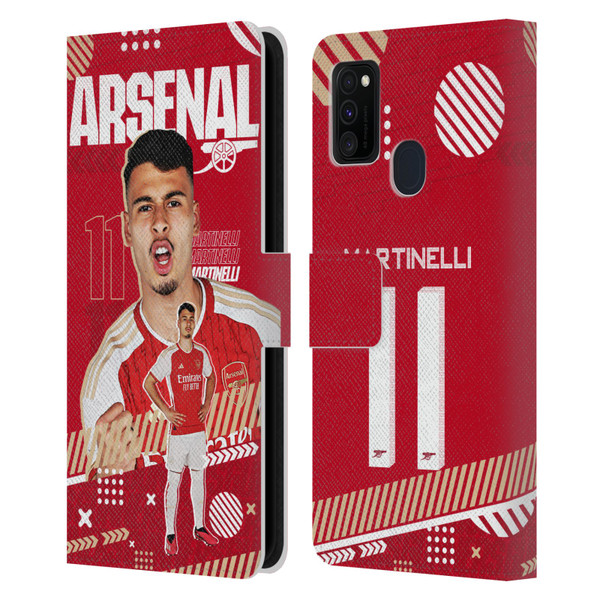 Arsenal FC 2023/24 First Team Gabriel Leather Book Wallet Case Cover For Samsung Galaxy M30s (2019)/M21 (2020)