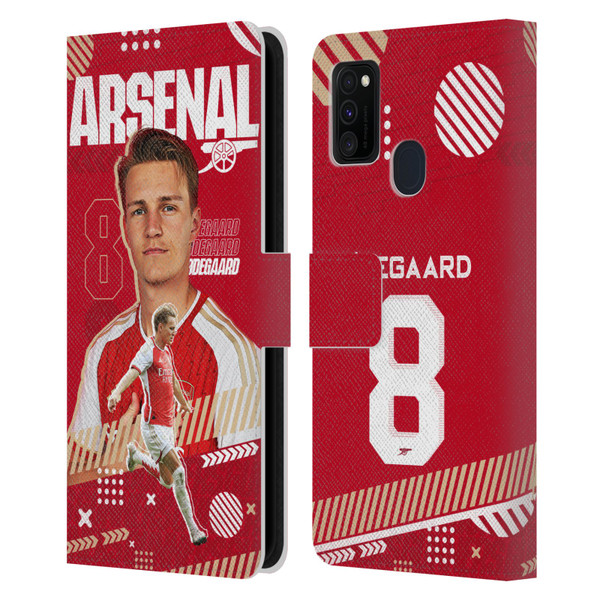 Arsenal FC 2023/24 First Team Martin Ødegaard Leather Book Wallet Case Cover For Samsung Galaxy M30s (2019)/M21 (2020)
