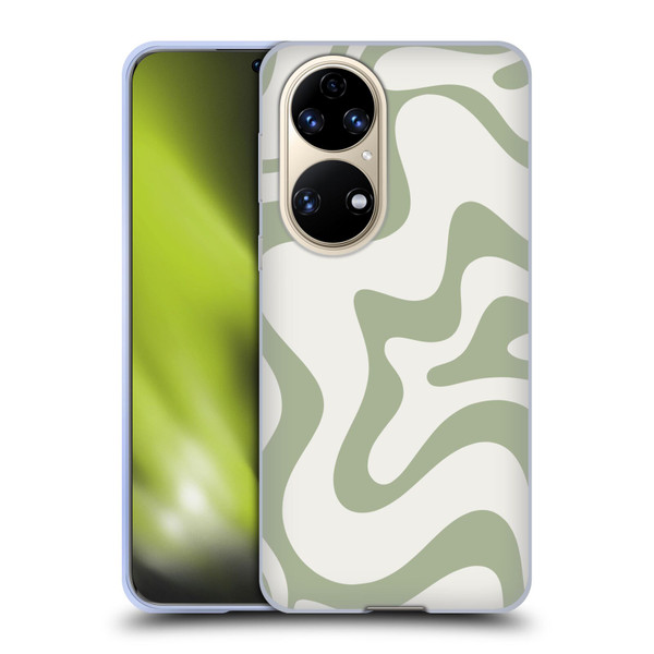 Kierkegaard Design Studio Art Retro Liquid Swirl Sage Green Soft Gel Case for Huawei P50