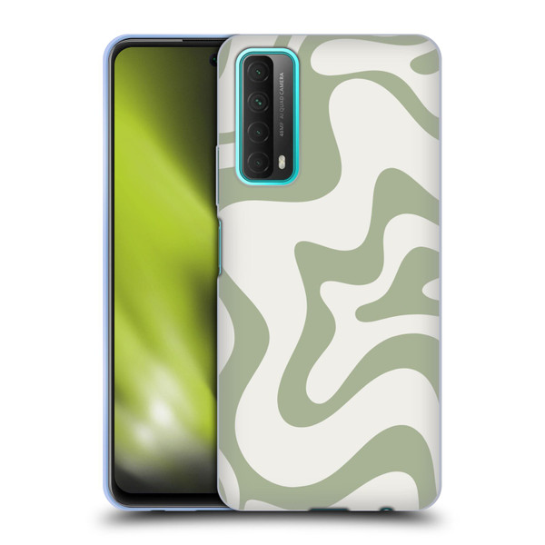 Kierkegaard Design Studio Art Retro Liquid Swirl Sage Green Soft Gel Case for Huawei P Smart (2021)